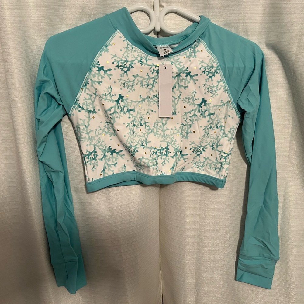 Venus sz 8 long sleeve crop swim top NWT